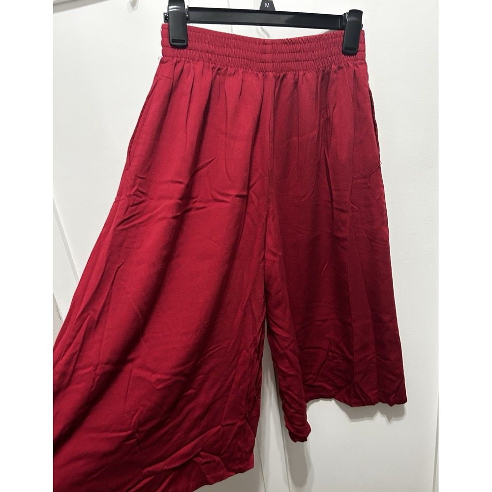 Hang Ten Red‎ Wide Leg Cropped Pants Elastic Waist Made in USA Size M
